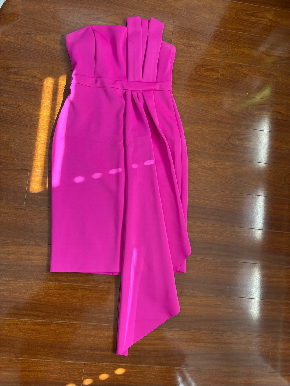 One-Shoulder Fuchsia Cocktail Dress with Draped Side Panel